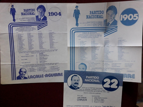 Eleccion 1989 Partido Nacional San Jose Listas 1904 1905 C/u