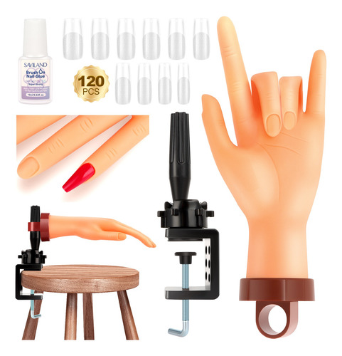 Saviland Mano De Práctica Para Uñas Acrílico, Puntas De Uñas