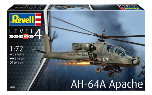 Maqueta Helicóptero Ah-64a Apache 1/72 Kit Revell 03824