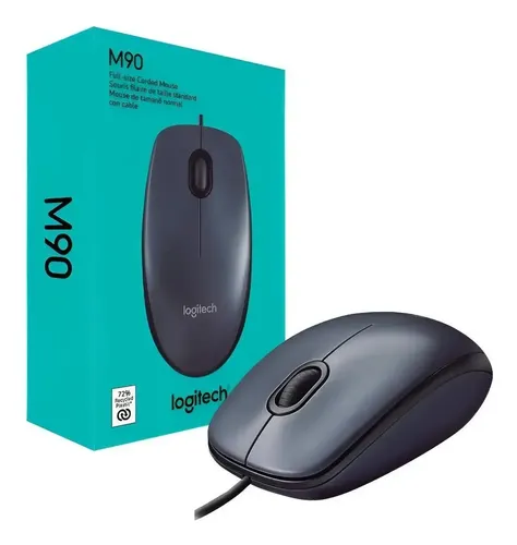 Ratón USB Logitech M90 con cable óptico negro con cable