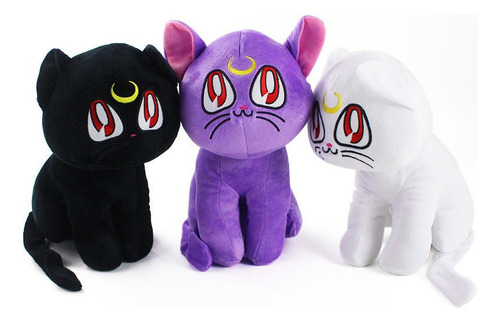 3pcs Sailor Moon Luna Cat Muñeca Peluche Juguete Regalo 28cm