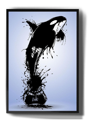 Quadro Decorativo Desenho Tinta Ink Baleia Orca