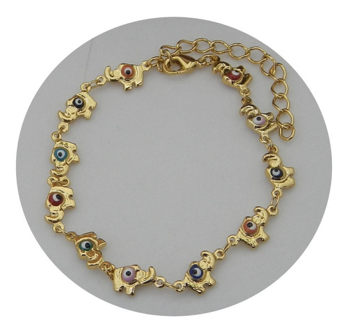 Pulsera Elefante Ojo Turco Suerte Protección Nice Multicolor