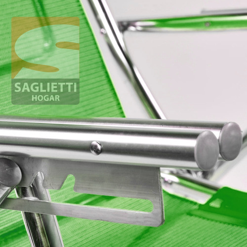 Imagen 6 de 10 de Reposera Cama Aluminio Brillante Alta Refozada 130 Kg Alumel