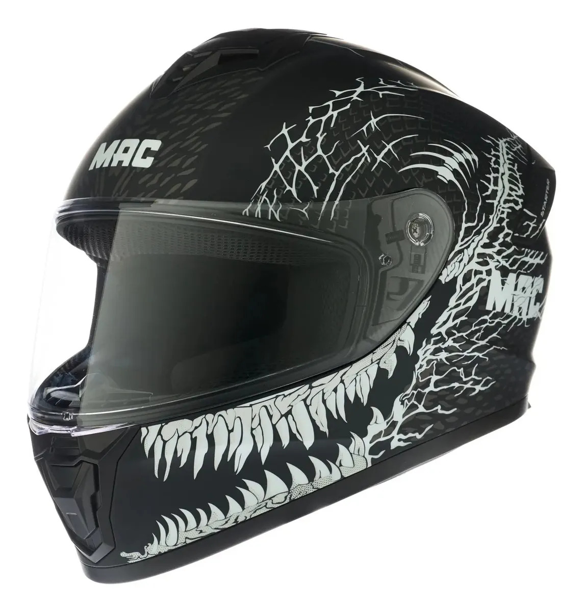 Casco Moto Integral Mac 801 Starter Craw Negro Lisa Mate S