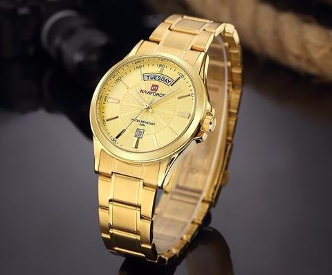 Relógio Dourado Metal Naviforce Ouro Clássico +frete Grátis!