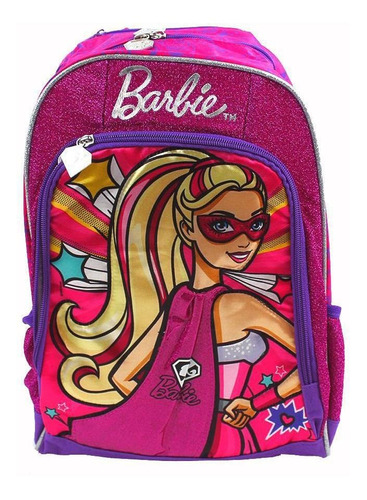 Mochila De Costas Barbie Super Princesa - Sestini Cor Marrom Desenho do tecido Colorido