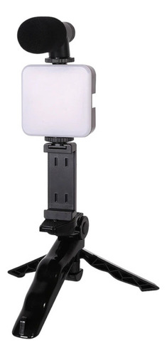 Kit Todo En Uno Para Videos Microfono + Luz + Tripode Ay-49t Color Negro