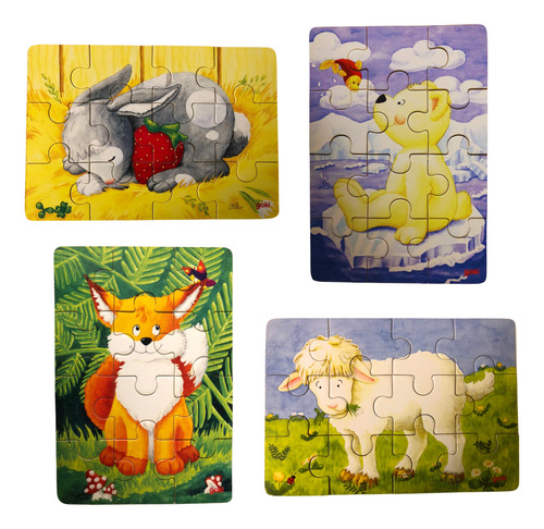 Rompecabezas 4 En 1 Animales Goki Madera Alemán Puzzle