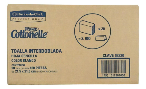 Toalla Interdoblada Kleenex Cottonelle 92230 Tipo Sanitas