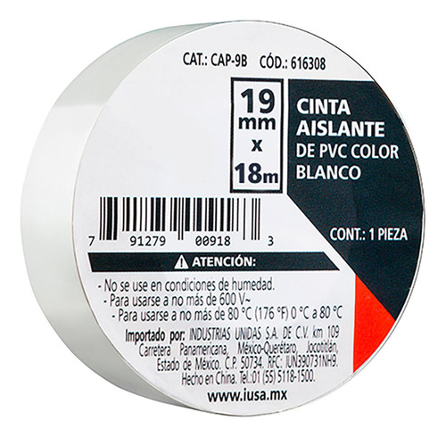 Cinta Aislante 19 Mm X 18 M Blanca