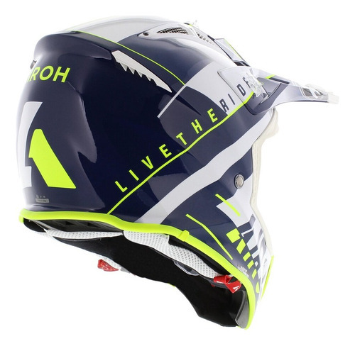 Capacete Cross Airoh Aviator Ace Amaze Blue Gloss Cor Azul/Amarelo Tamanho do capacete 57-58 M