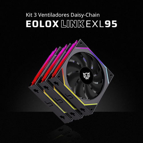 Kit 3 Ventiladores Magenticos Para Pc Eolox Link Exl95 Led Negro