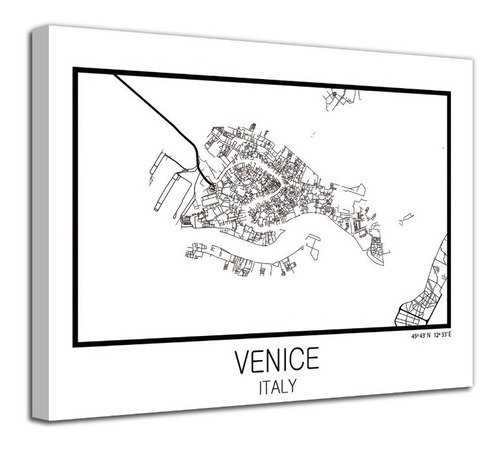 Cuadro Venice Italy Mapa En Lienzo Decorativo Foto Canvas