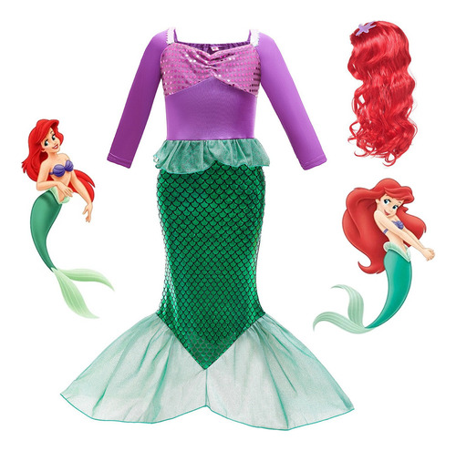 -disfraz De Sirenita Para Niña, Vestido De Princesa Ariel, 2