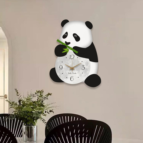 Relógio De Parede Com Design De Panda, Lindo, Grande,