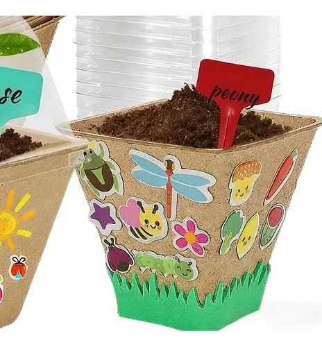 Kit De Jardinería Infantil Con 30 Macetas De Papel | Invernadero Educativo STEM Para Cultivar Plantas En Casa | Regalo De Ciencias Naturales