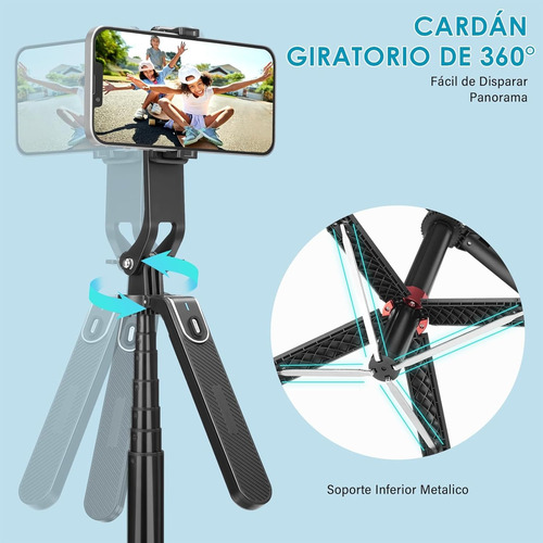 1.8 M Tripie Celular Selfie Stick Tripode Con Control Remoto