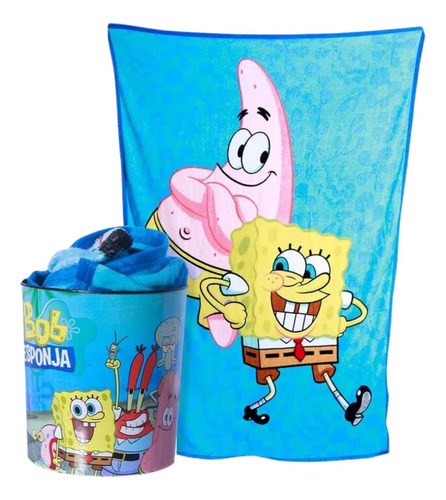 Kit Manta + Balde De Pipoca Bob Esponja Disney Zonacriativa