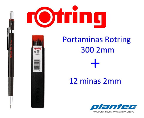 Rotring 300 - Portaminas + Tubo 12 Minas De 2mm Profesional