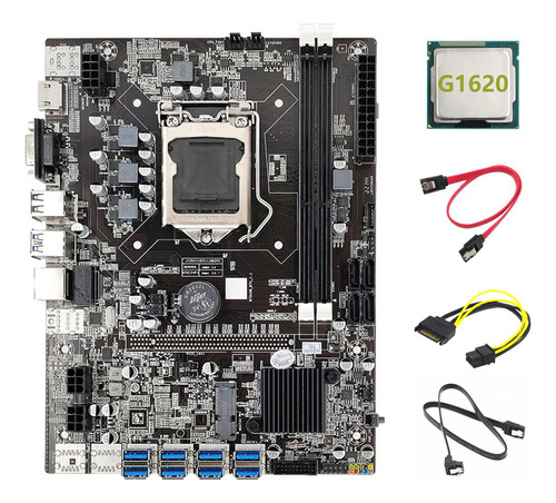 Placa Madre B75 Eth Mining, 8 Unidades Usb, Cpu G1620, 2 Cab