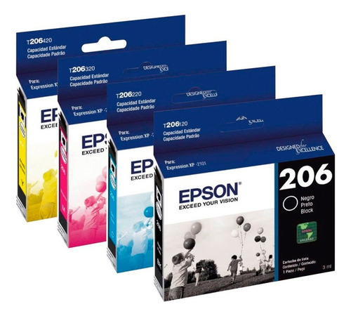 Pack 4 Cartuchos Originales Epson 206 Para Xp-2101