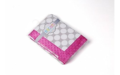 Manta De Felpa Bacati Grey Ikat Dots Con Borde, Gris - Rosa 