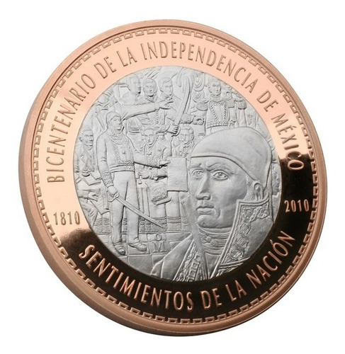 Medalla Bimetálica Bicentenario Ind/centenario Rev 1810-2010