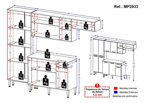 Imagem 4 de 8 de Cozinha Compacta Pequim 9 Portas Mp2933 Multimóveis Carvalho