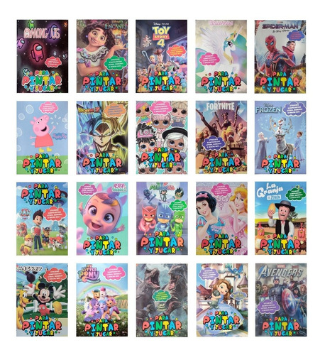 Imagen 1 de 10 de 50 Libros P/ Colorear Y Jugar 16 Pág + Stickers Diverti Toys