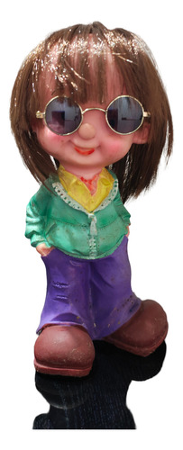 Hermosa Muñeca Decorativa Con Lentes Cerámica Nueva En Caja!
