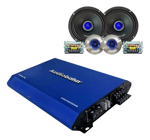 Amplificador 4ch Audiobahn+ Set De Medios 6.5 Audiolabs