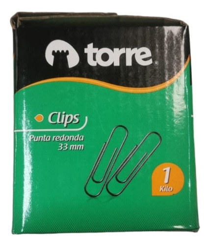 Clips Torre Punta Redonda Caja De Un 1 Kilo/ 33mm Color Plateado