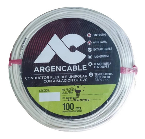 Cable Unipolar 2.5mm Blanco Iram Nm247-3 50mts