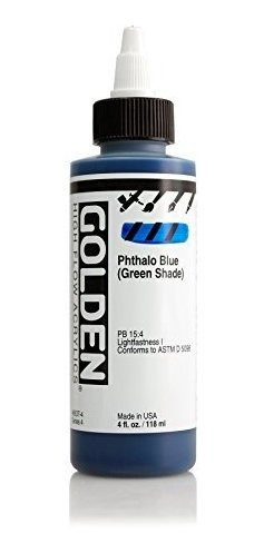 Golden High Flow Acrylic Paint, 4 Ounce, Phthalo Blue (green