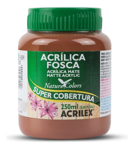 Tinta Acrílica Fosca Artesanato Acrilex 250ml Ótima Cobertur Cor Marrom