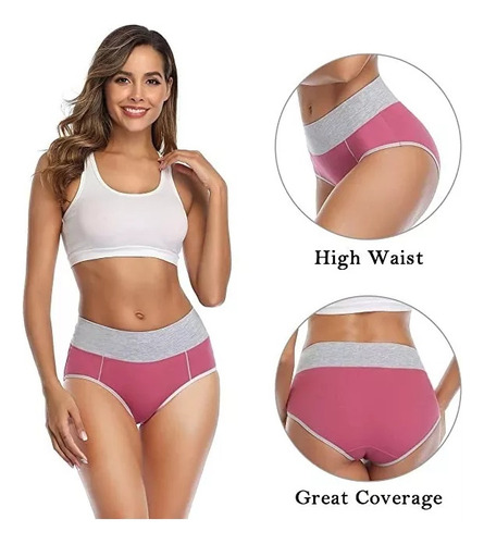 Calzoncillos Elásticos De Cintura Alta Para Mujer De Algodón