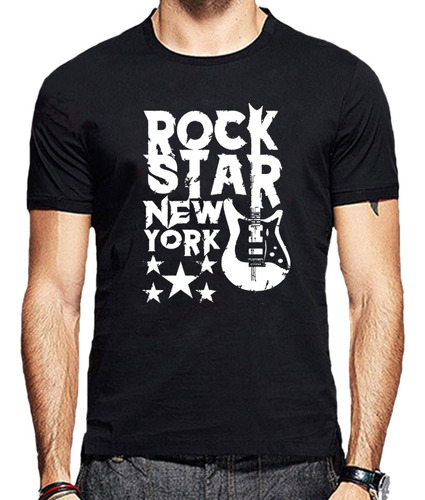 Camiseta Masculina Rock Star New York - 100% Algodão