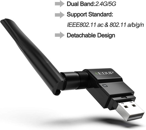 Edup Adaptador Wifi Usb 802.11 Ac 2.4g/5g Usb Wi-fi Dongle C