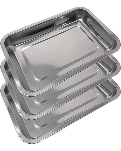 Pack 3pz Charola Para Servir Y Cocinar Acero 31x21x5 123043