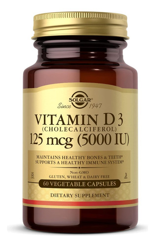 Vitamina D3 5000 Ui Solgar 60 Cápsulas Vegetales