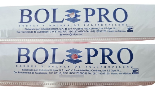 Sobre Bolsa Bol Pro De Polipropileno - Tamaño Ideal Transparente Lisa