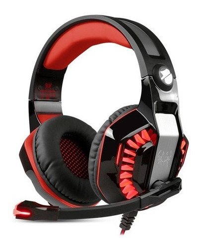 Audífonos Gamer Kotion Each G2000 Con Luz Led / Lhua Color Negro/rojo