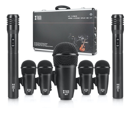 Set Mi7 Microfonos Baterias Xtuga Session Clamps Y Cuellos Color Negro