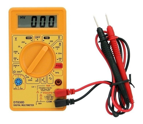 Tester Multimetro Digital Dt830d C/buzzer + Puntas + Bateria