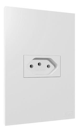 Tomada Simples 20a 4x2 Recta Satin Luxo Branco C/ Placa Blux