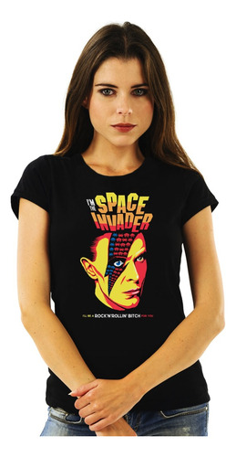 Polera Mujer David Bowie Space Invader Pop Impresión Directa