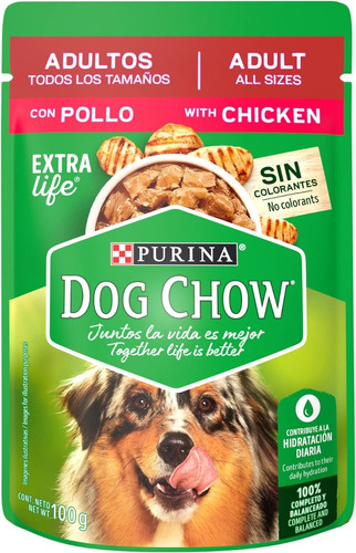 Sobres Dog Chow Adulto Pollo 100g (20 Pzas)
