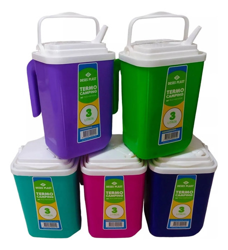 Bidon Termico Termo Camping 3l Pico Vertedor Violeta Azul