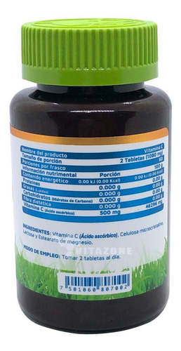 Imagen 2 de 3 de Vitamina C 120 Tabletas Vidanat